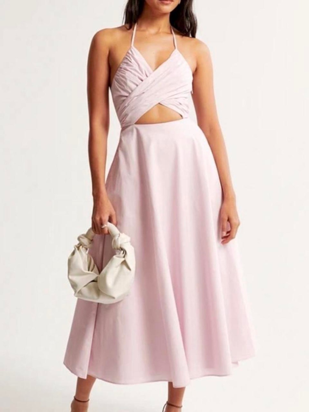 Abercrombie & Fitch Light Pink Halter Cutout Midi Dress